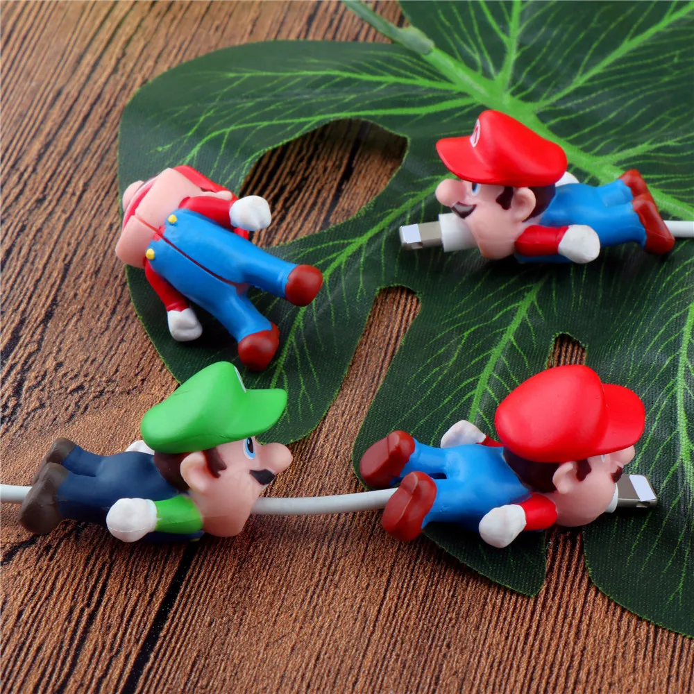 Защита от укуса кабеля с героями мультфильмов супер Marios для Iphone usb держатель