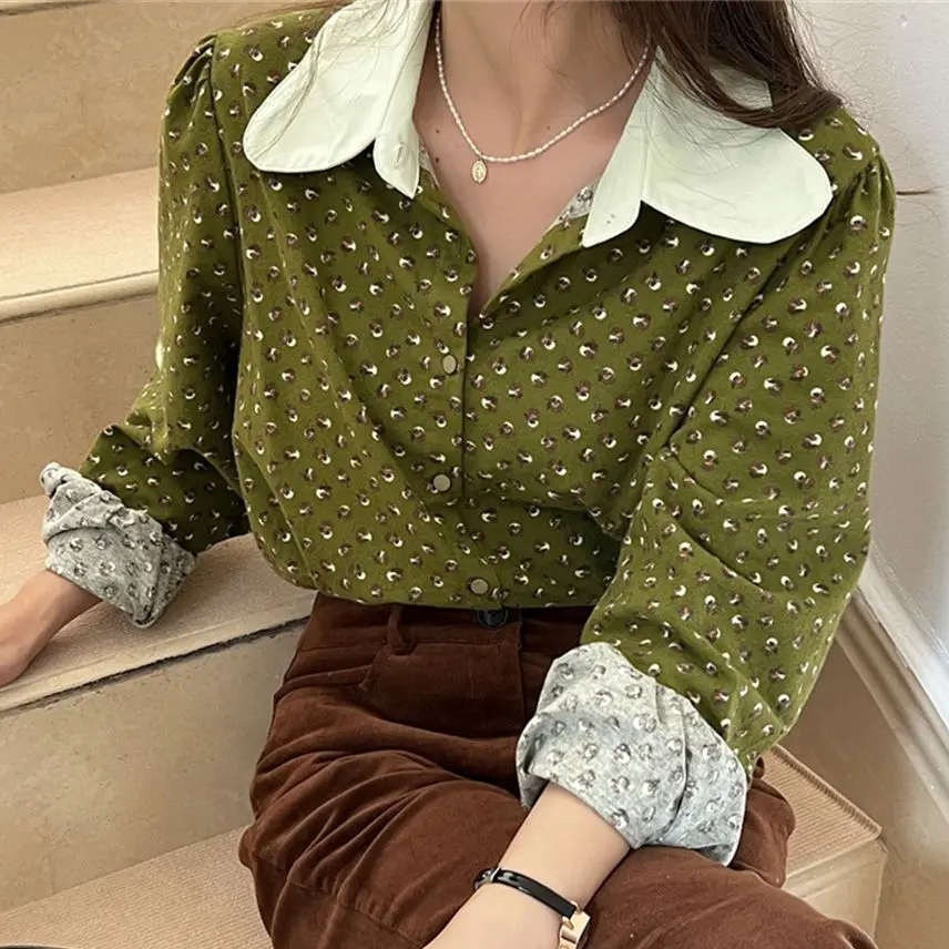 

HziriP 2022 Printed Stylish Shirts Florals Sweet Women Chic Loose Hot Sale OL Femme Casual Spring Office Wear New Tops Blouses