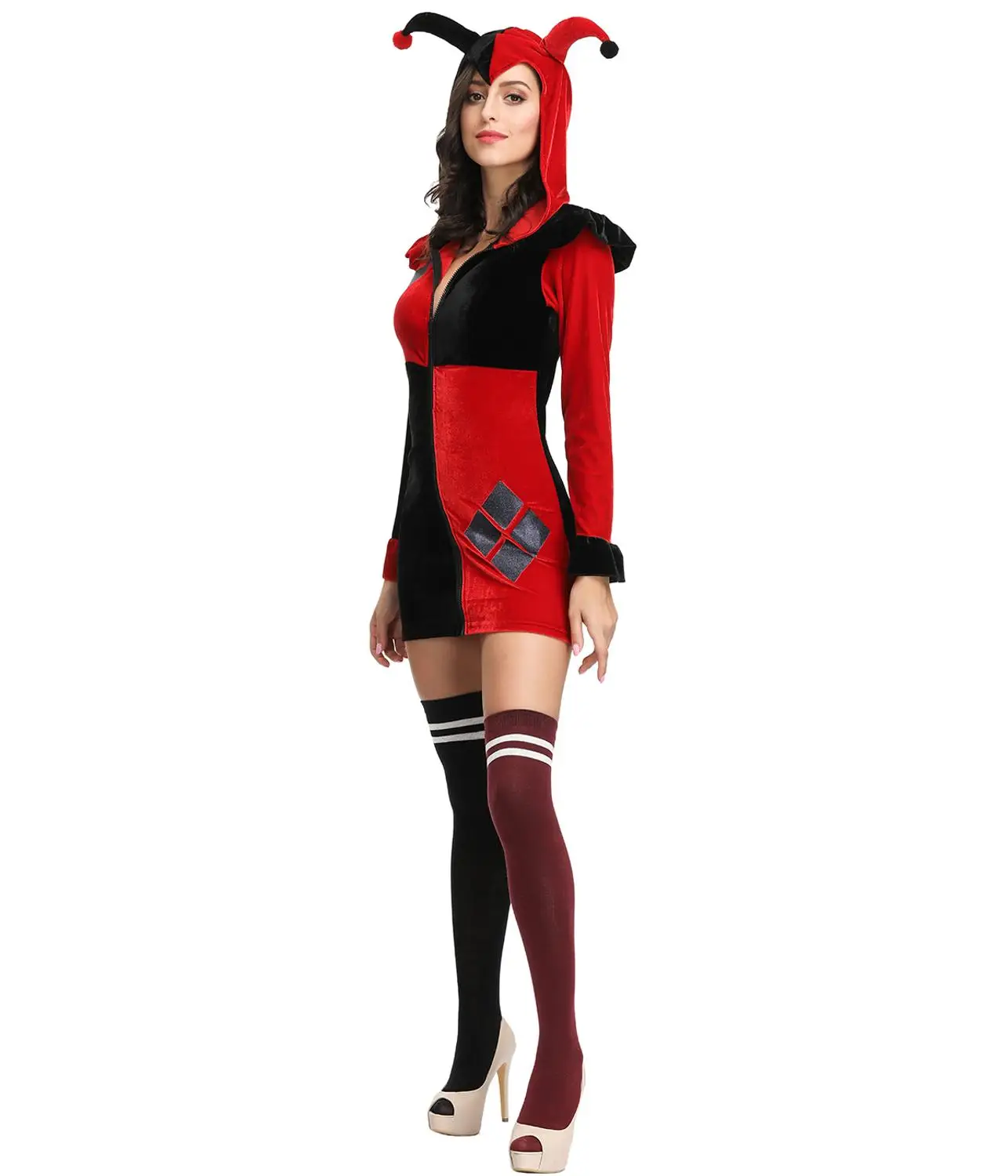 Для взрослых с длинным рукавом Толстовка капюшоном Забавный костюм клоуна для