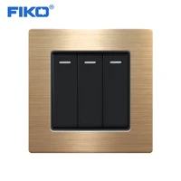 fiko stainless steel panel wall power light switch 3 open double control 3gang 12 way luxury switches 8686mm