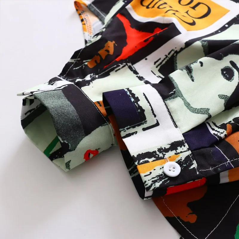 Модная женская блузка в винтажном стиле с мультяшным принтом рубашка отворотом