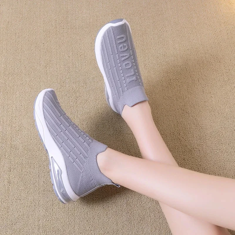 

Ladies simple white sneakers knitting summer breathable shoes for women vulcanized sneakers female shoes