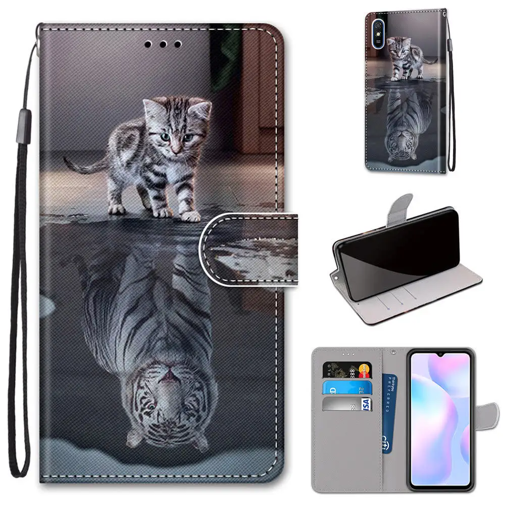For Xiaomi Redmi 9A Flip Case Cute Color Leather Wallet Magnetic Cover For Redmi 9I Redmi9a Book Phone Case For Xiomi Redmi 9a