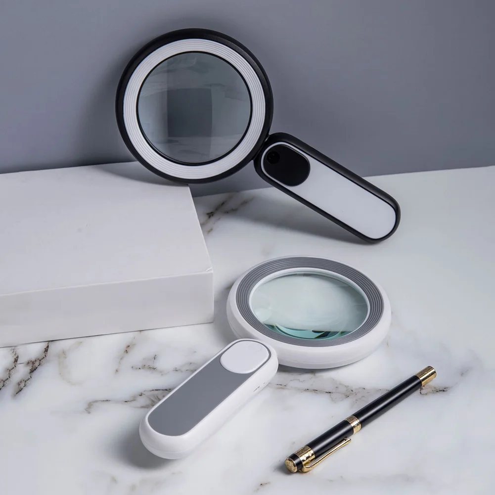 

Handle Magnifier Inspection Microscope USB-Powered Handheld Reading Magnifying Glass Lens LED Light Zoom Tool