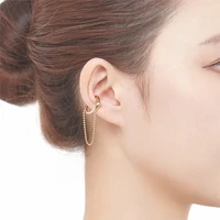 brass with 18k gold non periced tessal clip earring women jewelry designer t show runway gown rare ins japan korean