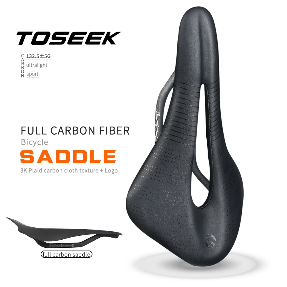 

TOSEEK Full Carbon Mountain Bicycle Saddle Road Bike Seat MTB Carbon Fiber Saddles Seat Super-light cushion