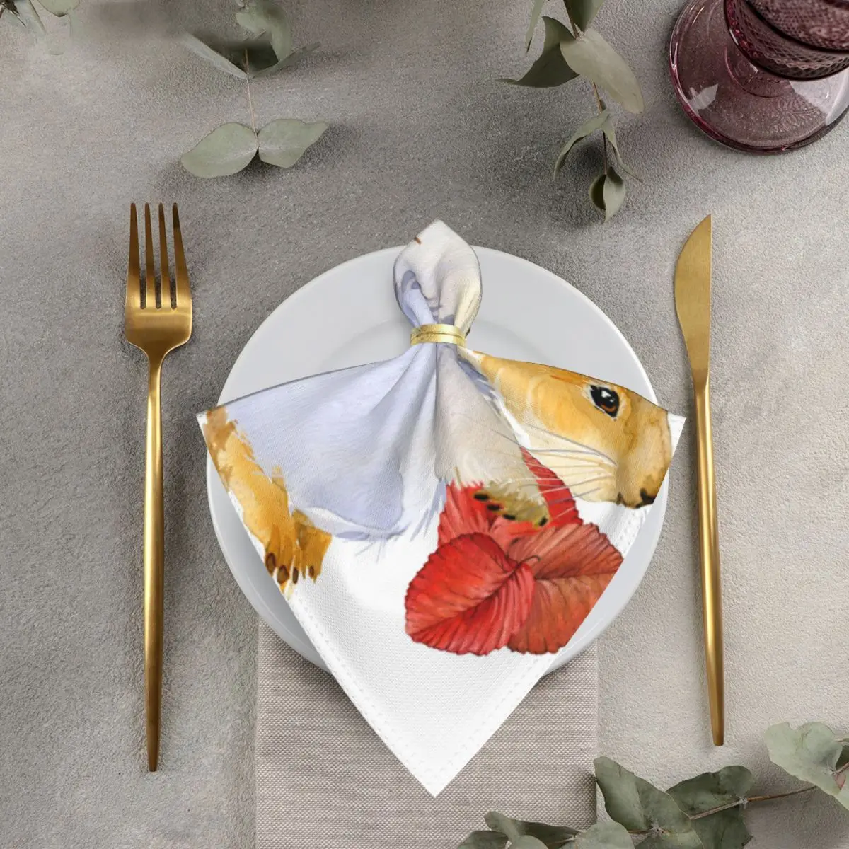 

Комплект из 4 предметов, 6 штук в партии, лесных животных Squirre салфетки Коктейльные салфетки для вечерние свадебные Скатерти 50 см полиэстер с...