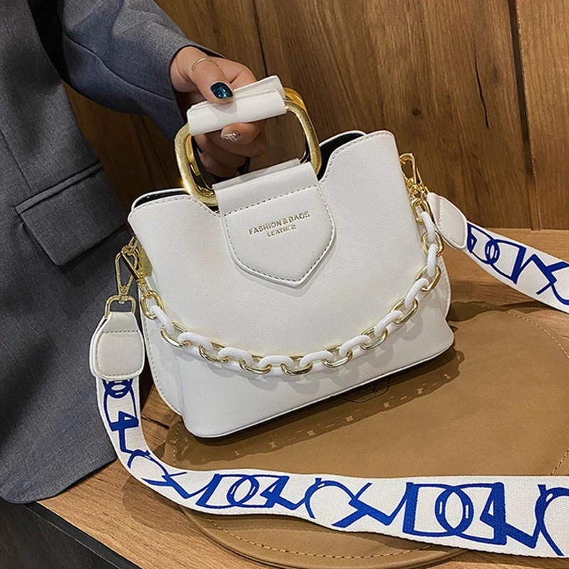 

Luxury Thick Chain Handbags Shoulder Bags For Women 2021 New Fashion Lady PU Leather Crossbody Bag Designer Trend Top-Handle Bag