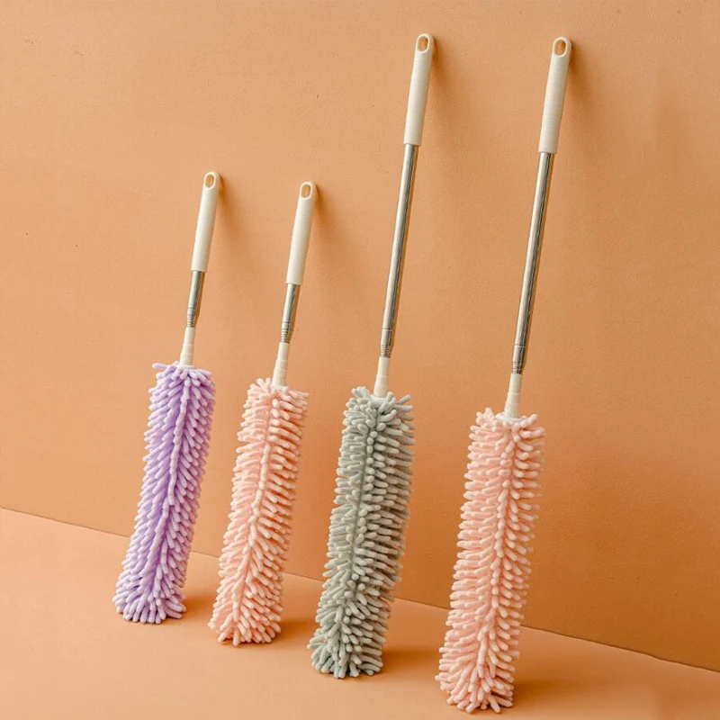 Telescopic Lengthen Duster Microfiber Chenille Home Cleaning Stainless Dust Removal Steel Dust Brush Ceiling Clean Multifunction images - 6