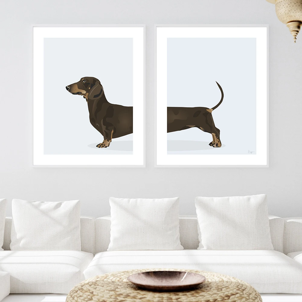 Забавная картина Постер с изображением животных шоколада таксы собаки