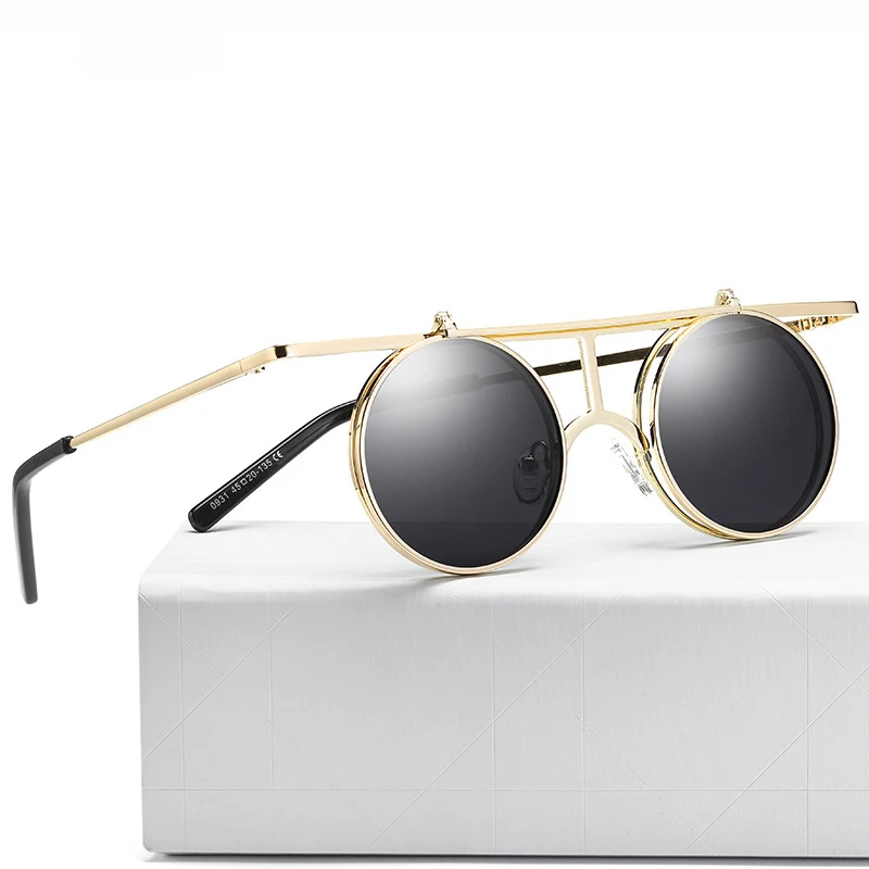 Солнцезащитные очки в стиле стимпанк для мужчин и женщин круглые брендовые