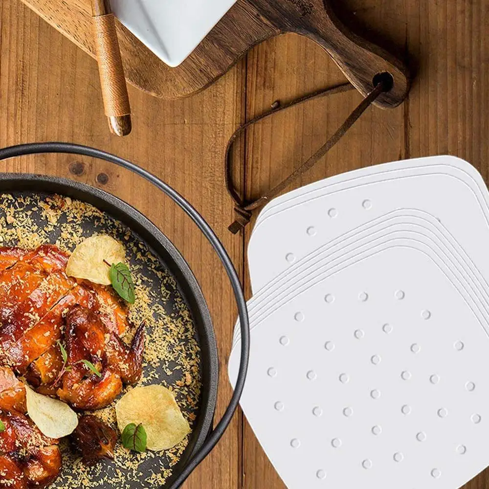 

100Pc Air Fryer Steamer Liners Premium Perforated Wood Pulp Papers Non-Stick Steaming Basket Mat Baking Cooking Tools