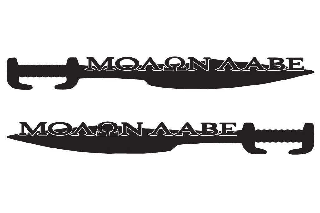 

For 1Set/2Pcs 1Pair MOLON LABE Spartan Sword Come and Take Hood Decals Truck Wrangler JK TJ Car Styling