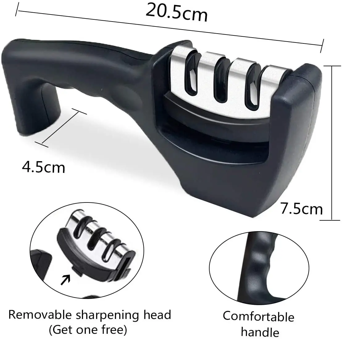 Профессиональная точилка для ножей кухонная ручная трехступенчатая