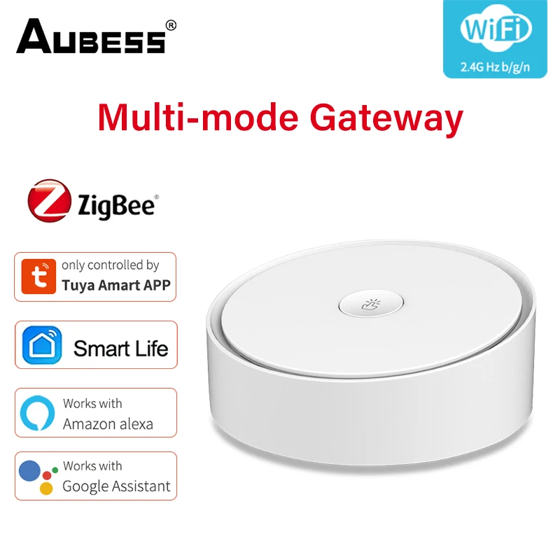 

Aubess Smart Multi-mode Gateway ZigBee 3.0 WiFi Bluetooth Mesh Hub Work With Tuya Smart App Voice Control Via Alexa Google Home
