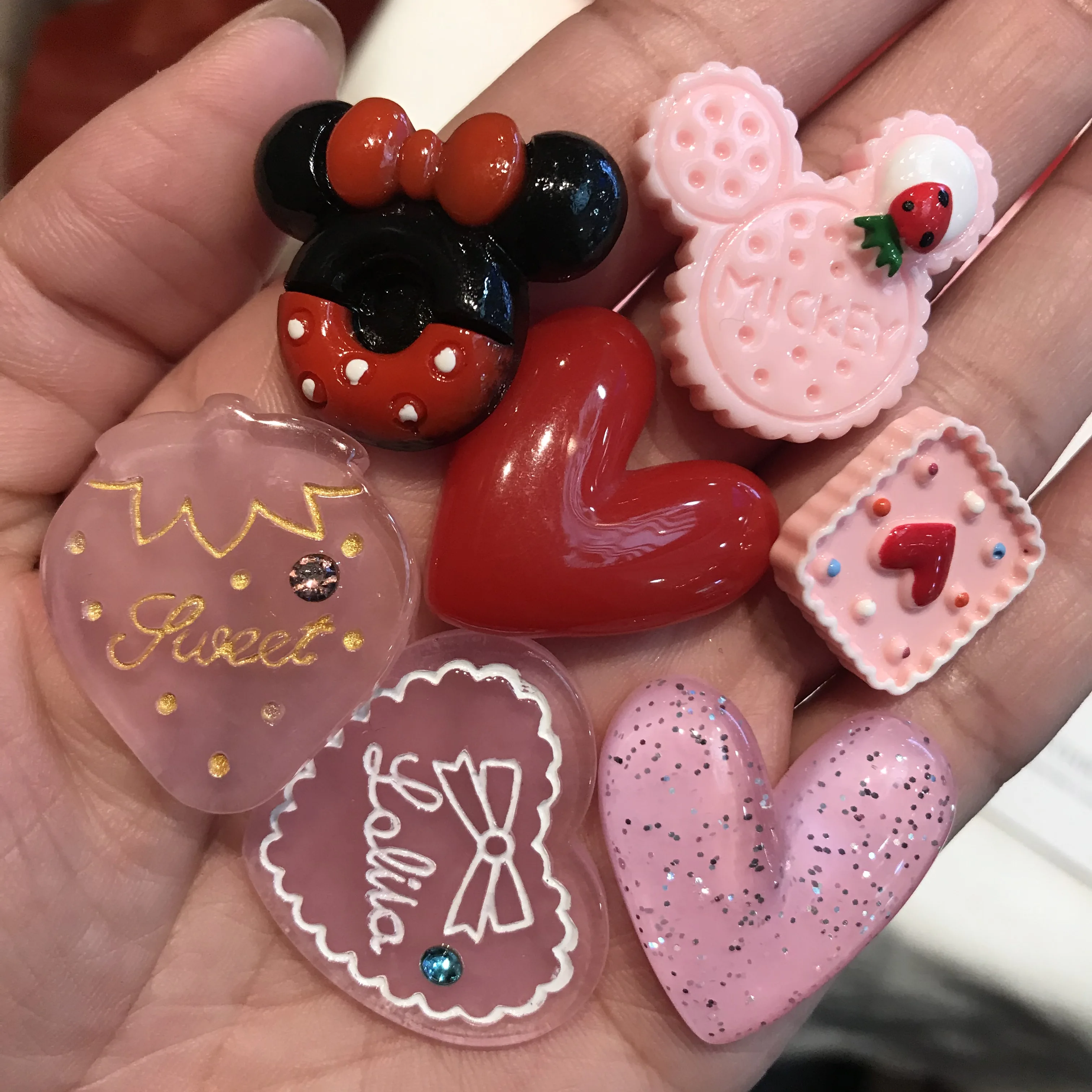 50 шт оптом смешанные Мультяшные полимерные плоские задние сердечки аксессуары