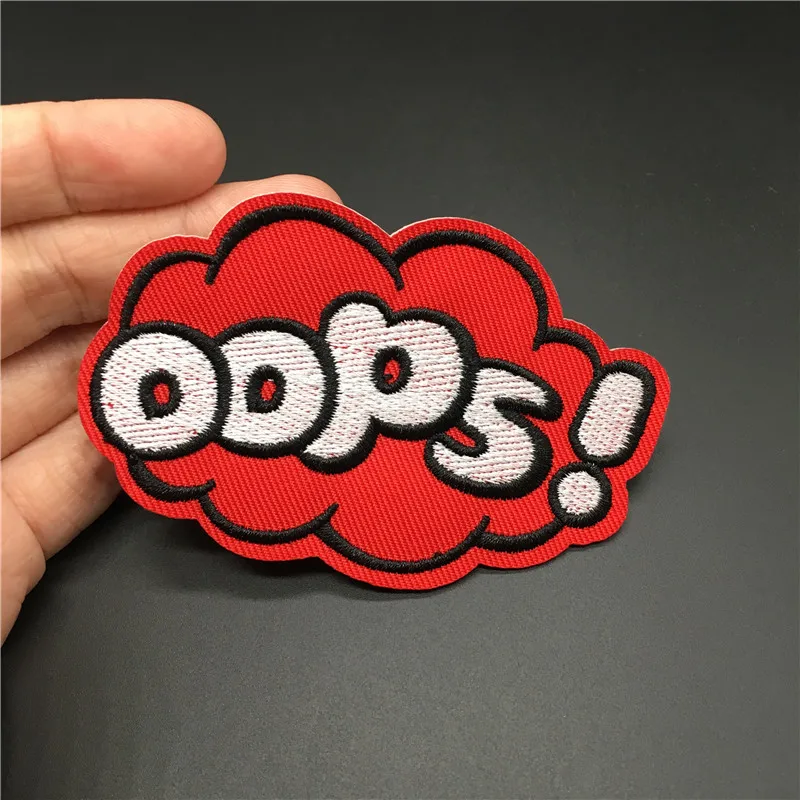 OOPS! Kleidung Aufkleber Größe: 8,3x5,3 cm Stickerei Patch Eisen auf Streifen für Kleidung DIY Abzeichen Nähen Applique Dekoration – Detail 5