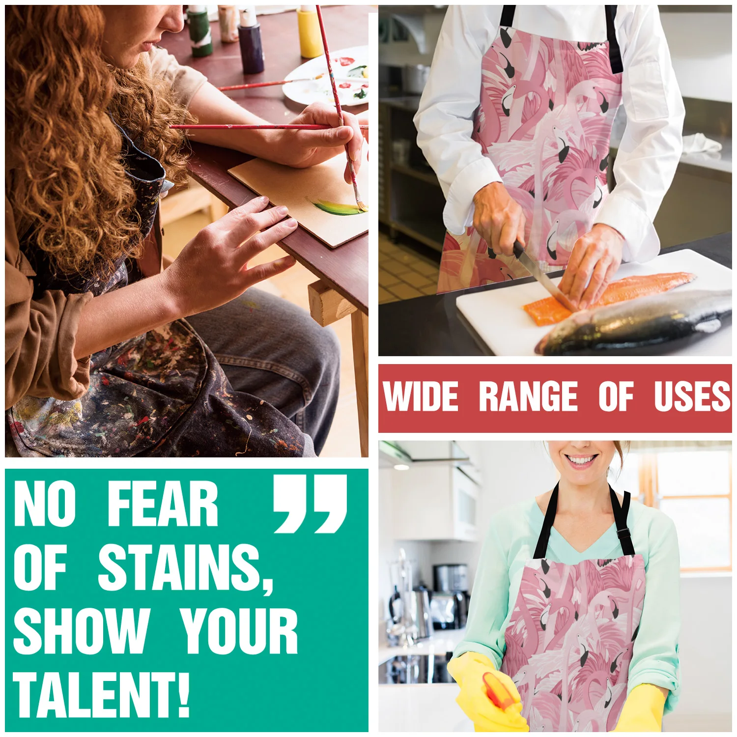 Tophome Кухонный Фартук Розовый фламинго печатных регулируемые без рукавов Фартуки