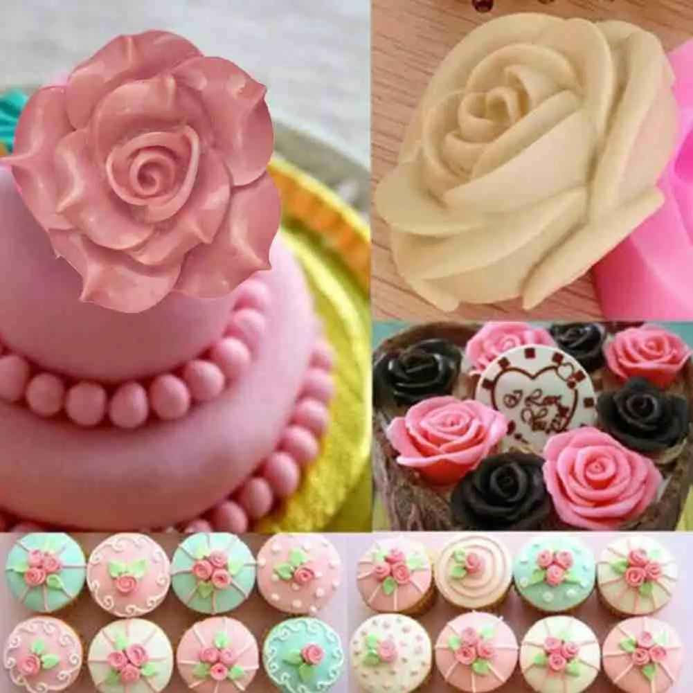 

3D Flower Rose Silicone Fondant Cake Mold Soap Jelly Baking Tool Reusable Decoration Mould Chocolate Material Moulds Mousse W8G2
