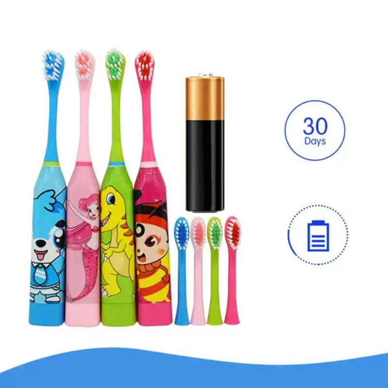 Children Electric Toothbrush Cartoon Pattern Double-sided Tooth Brush Teeth For Kids with 2pcs Replacement Head | Игрушки и хобби