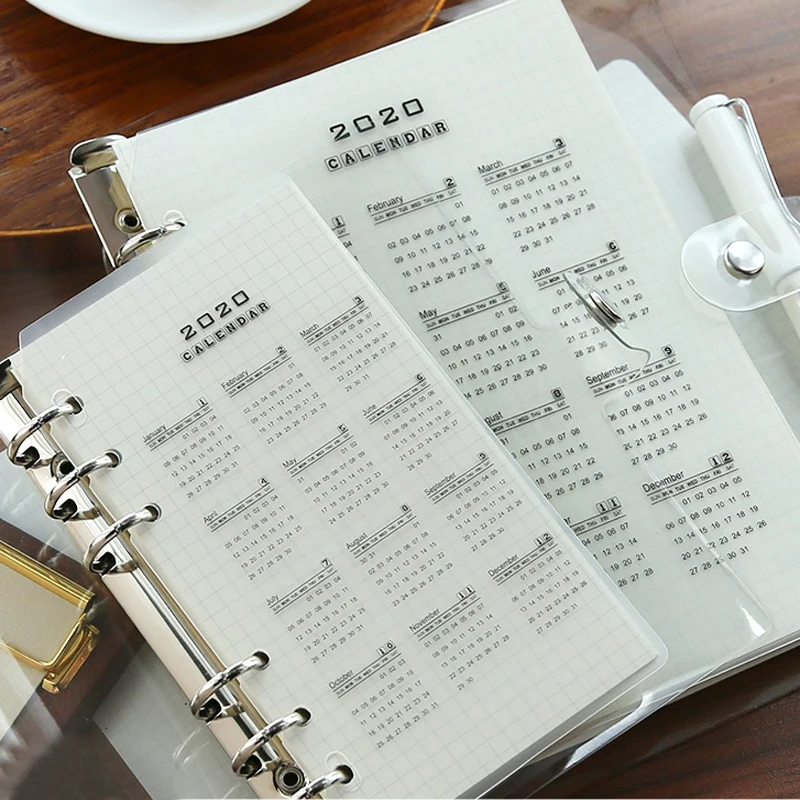 2020 год календарь делитель 6 отверстий прозрачный ПП ноутбук индексный