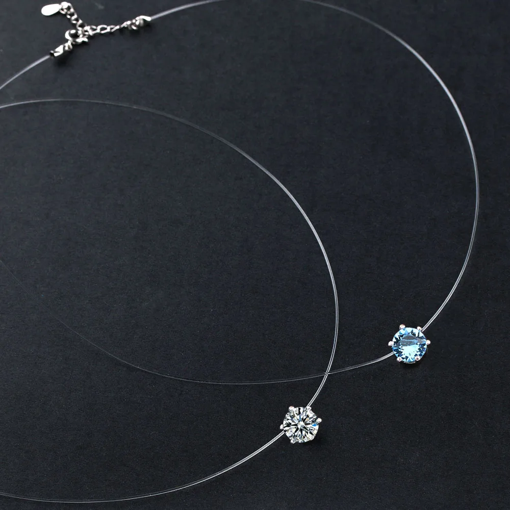 Трендовое ожерелье-чокер с кристаллами Swarovski, прозрачная леска, модные ювелирные изделия для женщин, подарки на день Святого Валентина