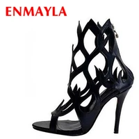 enmayla fashion sandals women party wedding thin high heel pumps open toe women shoes new summer boots sexy bohemia leather boot