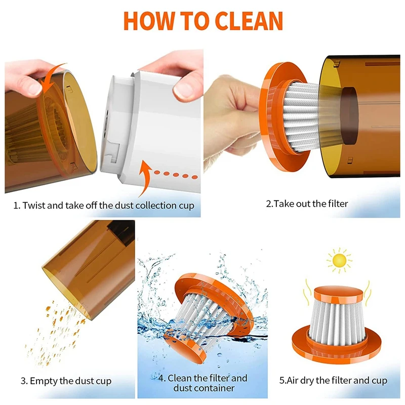 Ручной пылесос перезаряжаемый портативный беспроводной моющийся фильтр HEPA