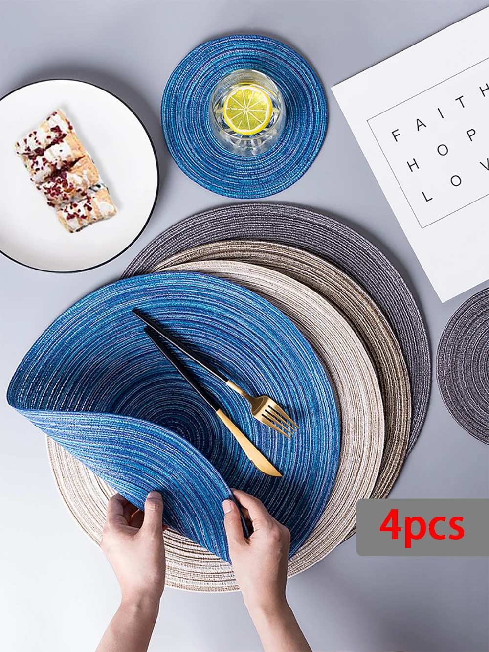 

4Pcs The Cup Mat INS Style Nordic Coaster Handwoven Heat Insulation Reusable Cup Pad Mat For Home Office Restaurant