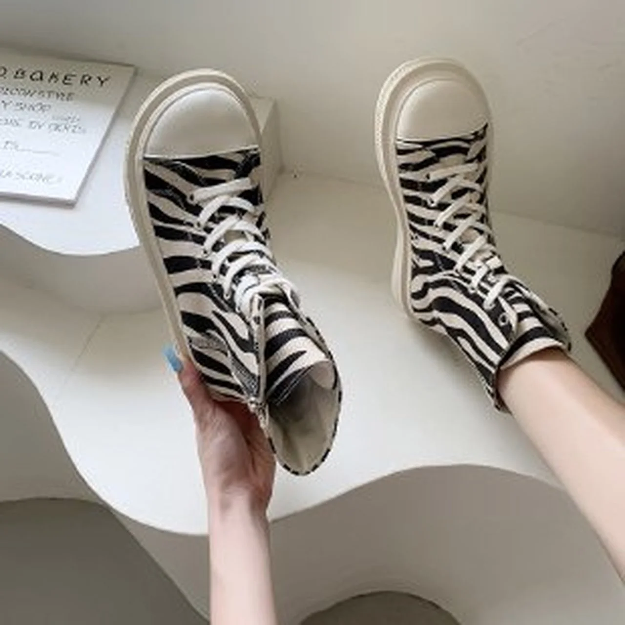 

Туфли женские холщовые, толстая подошва, повседневная обувь, высокие, на шнуровке, модные, черные, осень 2021