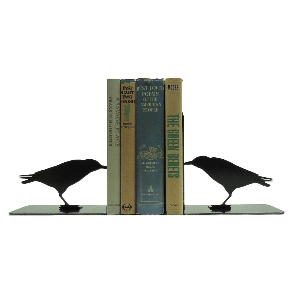 

Decorative Animal Metal Bookends Book Holders Non-skid Bookshelf Duty Iron Art Black Stand for Support Magazines CD Organizer
