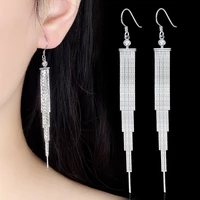 2022 new arrival 30 silver plated elegant water drop design ladies long tassel drop earrings jewellery accessories cheap