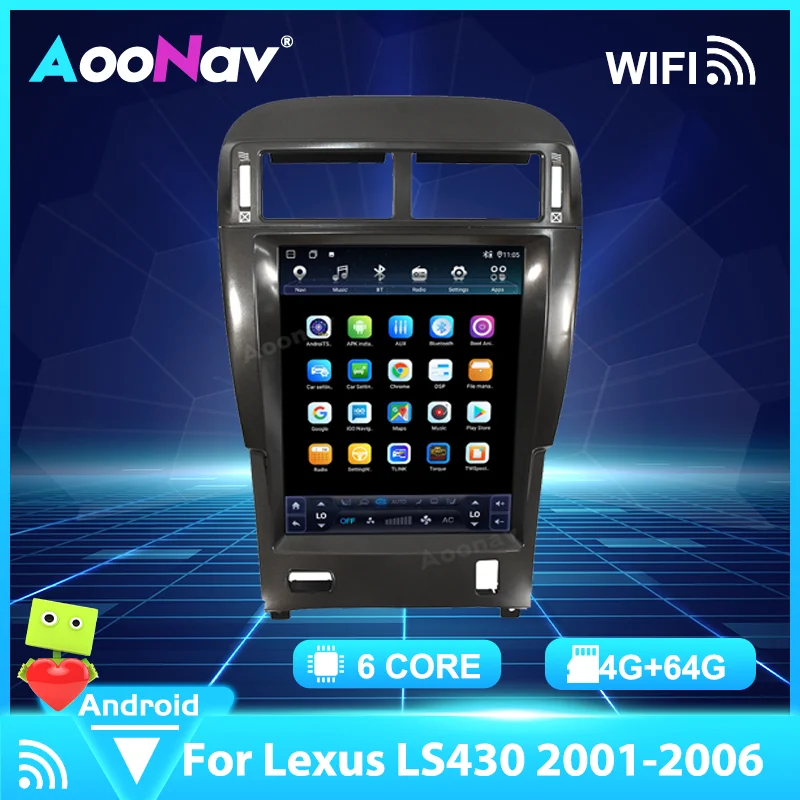 

Автомобильная магнитола на Android 10,0 для Lexus LS430 2001-2006, мультимедийный плеер с экраном, GPS-Навигатором, 4G, Wi-Fi, встроенным carplay