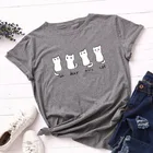 Летняя женская футболка 5XL, универсальная хлопковая Футболка с принтом милых кошек и коротким рукавом, Женская свободная Базовая футболка с круглым вырезом