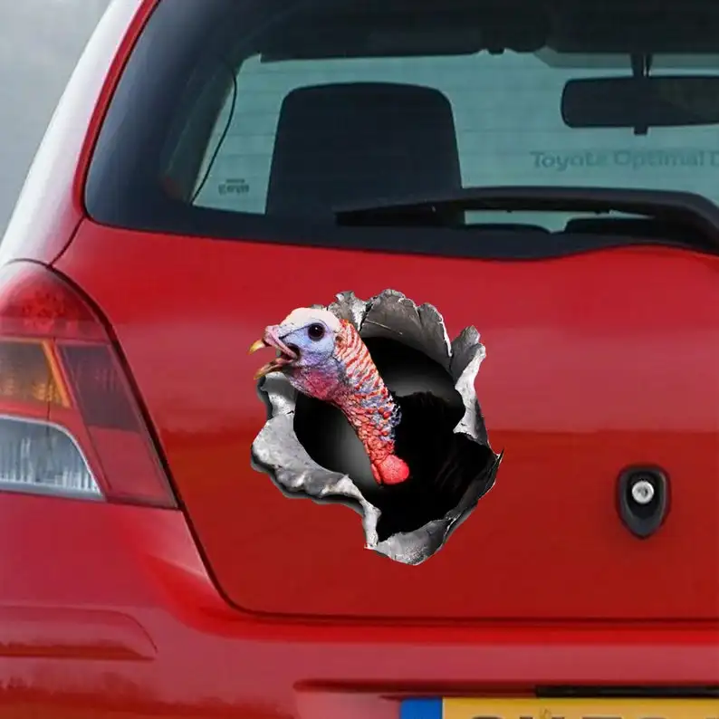 

2021 Funny Turkey gobbler car decal , Turkey gobbler car sticker, bullet hole decal