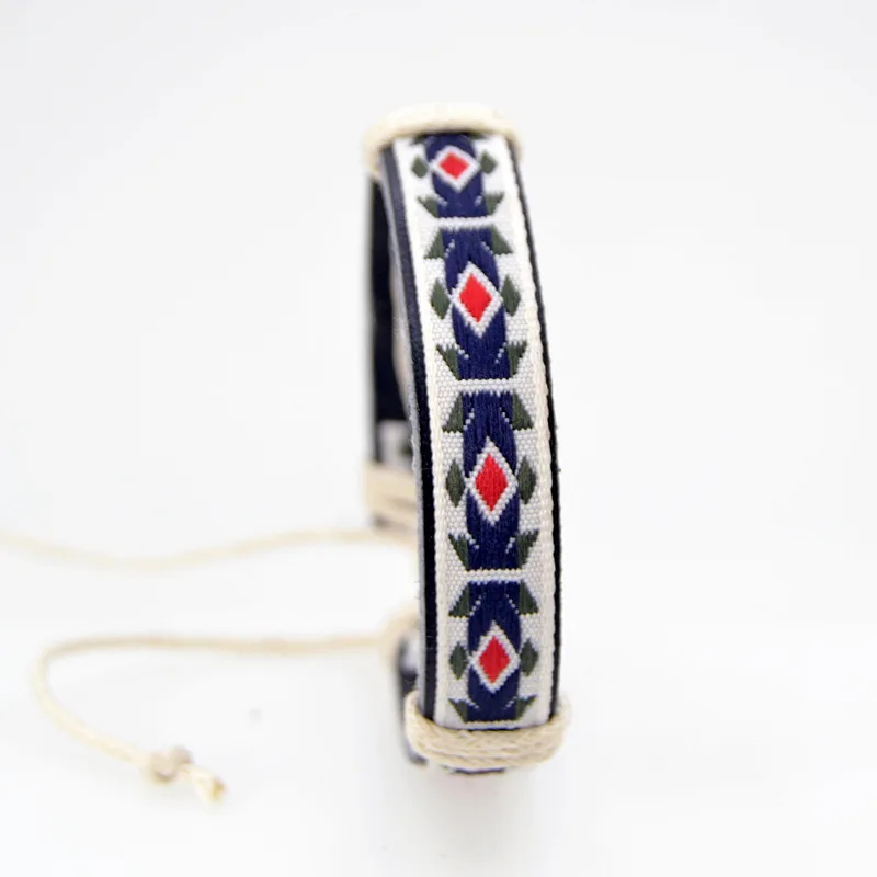 ABL096(1) Модный этнический фольклорный кожаный браслет с геометрическим рисунком