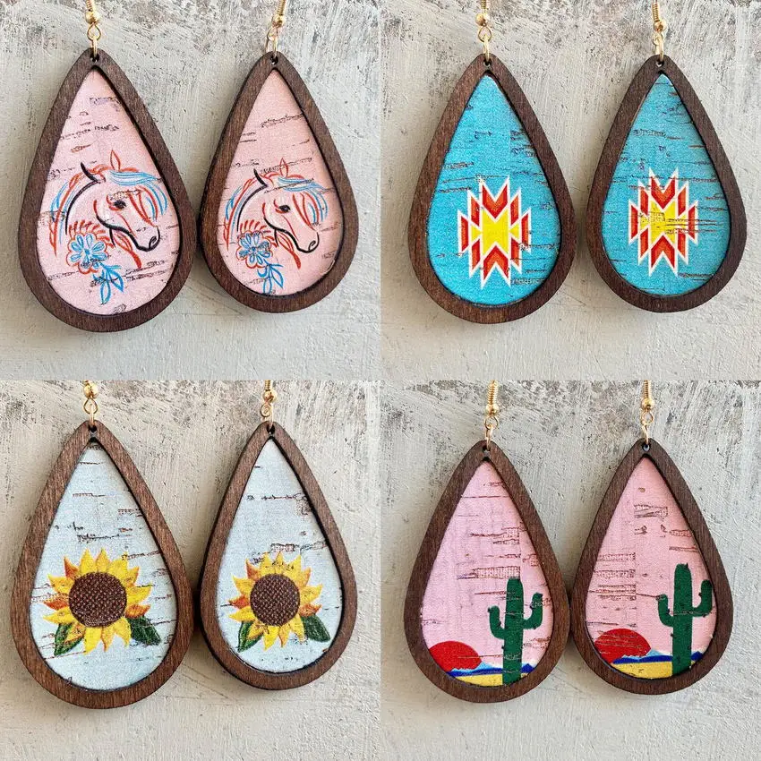 Женские серьги-капельки из коровьей кожи с принтом в виде единорога | Украшения и