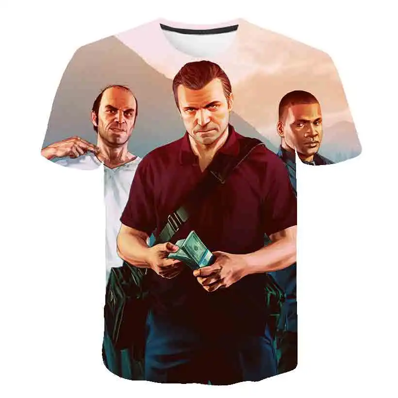 Футболка с принтом Grand Theft Auto Game Gta 4/5 Мужская/женская одежда 3D футболка коротким