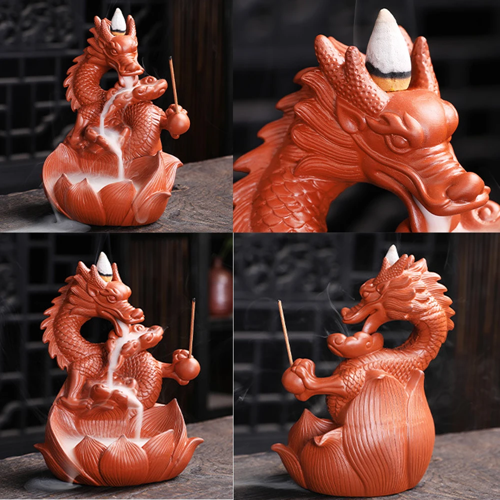 

Ceramic Backflow Incense Burner Dragon Ceramic Smoke Waterfall Western Pterosaur Backflow Incense Holder Censer With Home Decor
