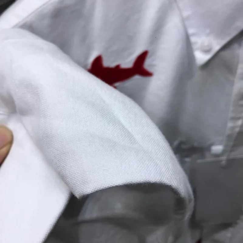 

2020 Fashion Spring New Long Sleeve Mens Shark Printed Casual Shirts Office Party Man Tops Tees Cotton Breathable Solid Shirt