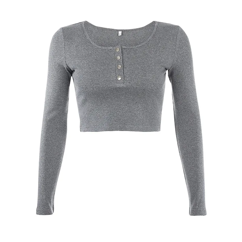 

Women's Short Sexy Short Navel Ribbed Knit Long-sleeved T-shirt, Women's Thin Bottoming Top