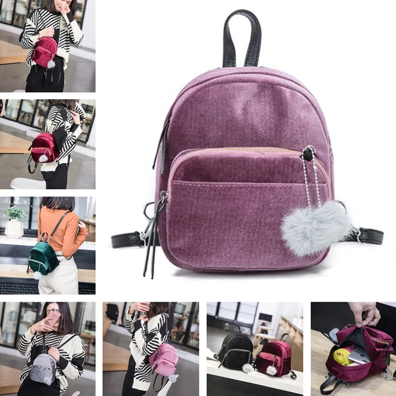 

Velvet Backpack 2021 New Fashion Solid Color Women's Bag High Quality Small Fresh Exquisite Woman Bags Mochilas Mujer Gold