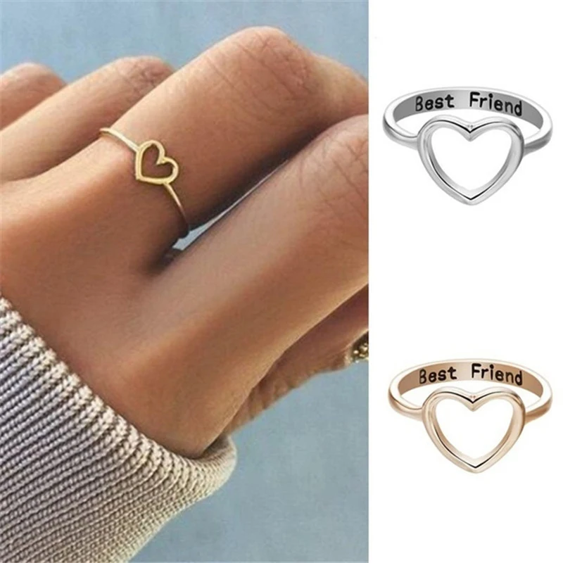 Винтаж золото Цвет сердце с надписью Best Friend кольца для Для женщин Мужчины Лучшие