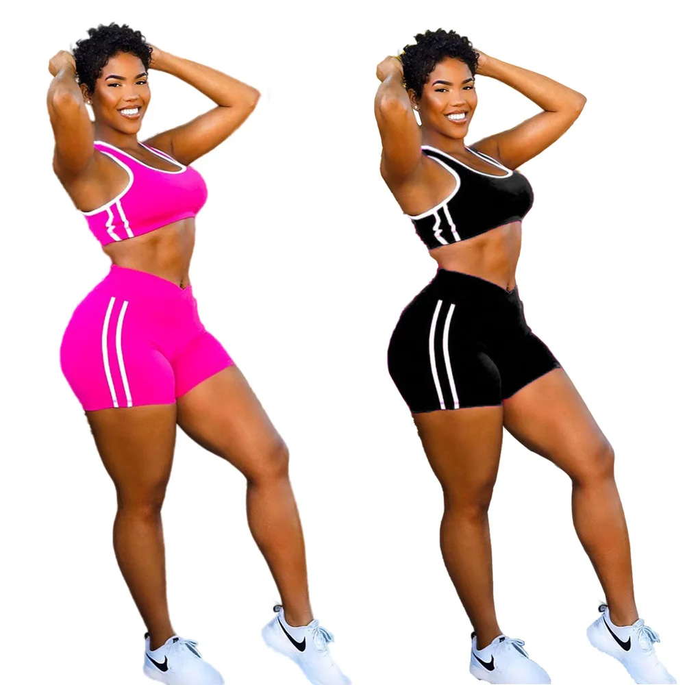 

2021 Women's Clothing Summer New Style Sexy Solid Color Sports Casual Two-Piece Pleated