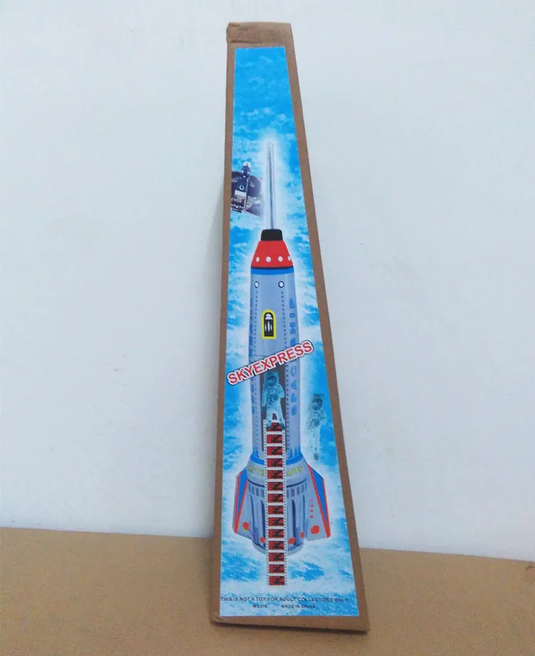 

[Funny] Adult Collection Retro Wind up toy Metal Tin skyexpress rocket Mechanical toy Clockwork toy figures model kids gift