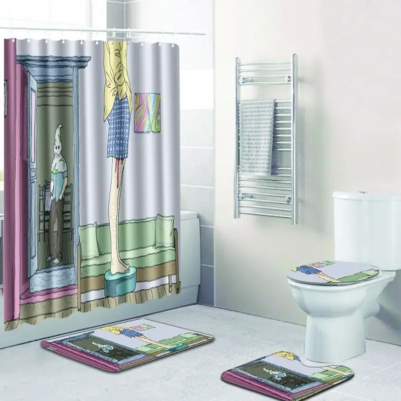Zeegle креативный коврик для ванной с душевой занавеской набор ковриков крышкой