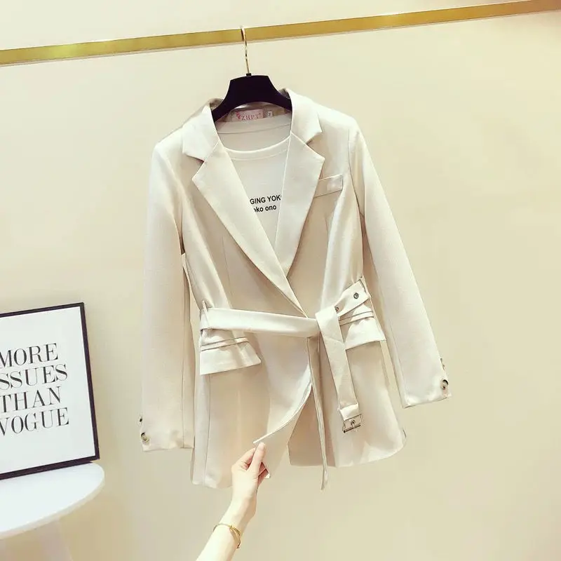 

Bella Philosophy Women Sashes Blazer Coat Vintage Female Suit Jacket Elegant Office Lady Outerwear Femme Spring Autumn Blazer