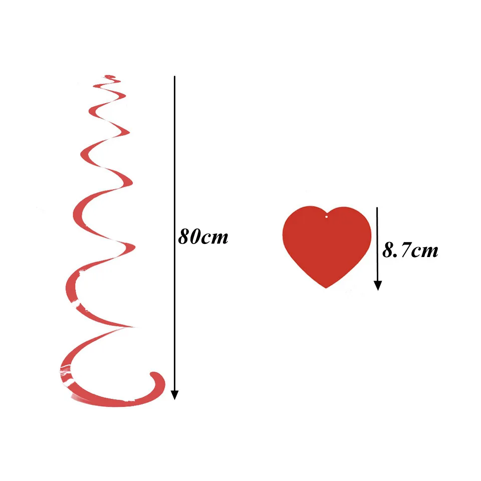 6 шт. ПВХ спираль вечерние висячие украшения любящее сердце алюминиевая фольга