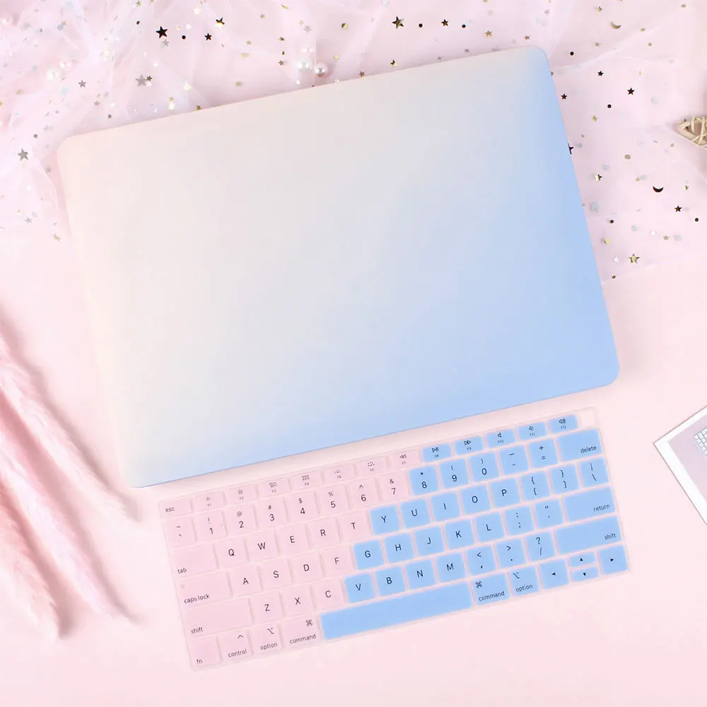 Pink blue Мраморный чехол для Macbook Air Pro retina 11 12 13,3 Mac Book 13 15 Touch Bar/Touch ID A1932 A2159+ чехол для клавиатуры - Цвет: Pink blue