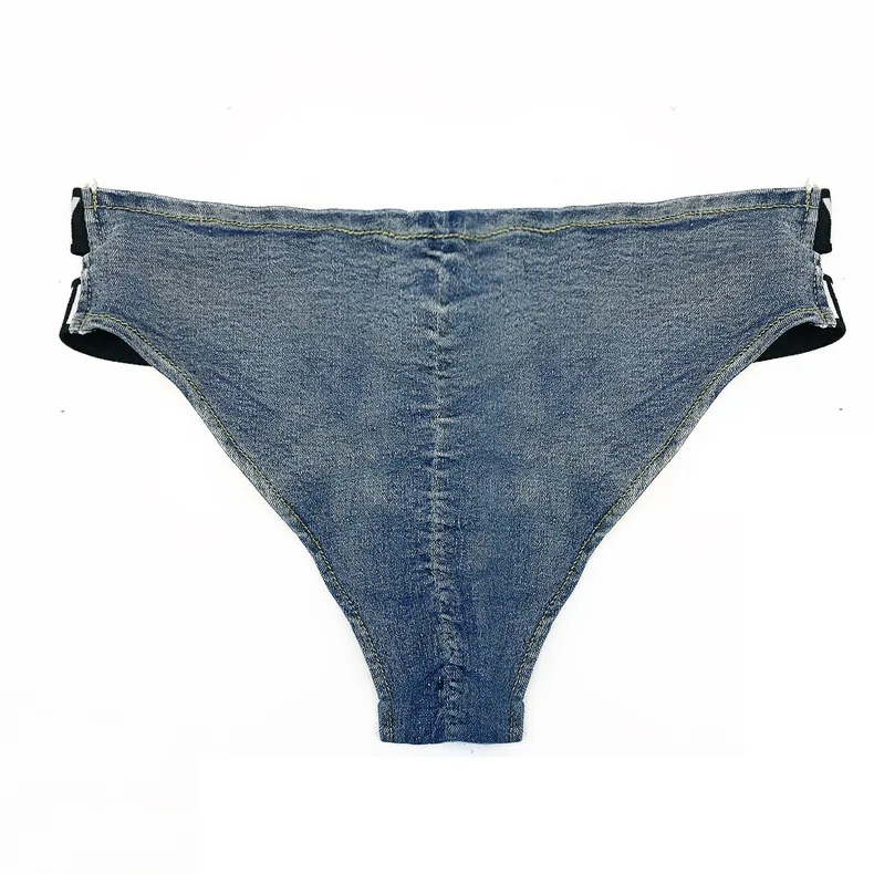 

Women's Bikini Swimsuit, Sexy Letter Print Denim Bra Panty for Vacation Beach Swimming Honeymoon